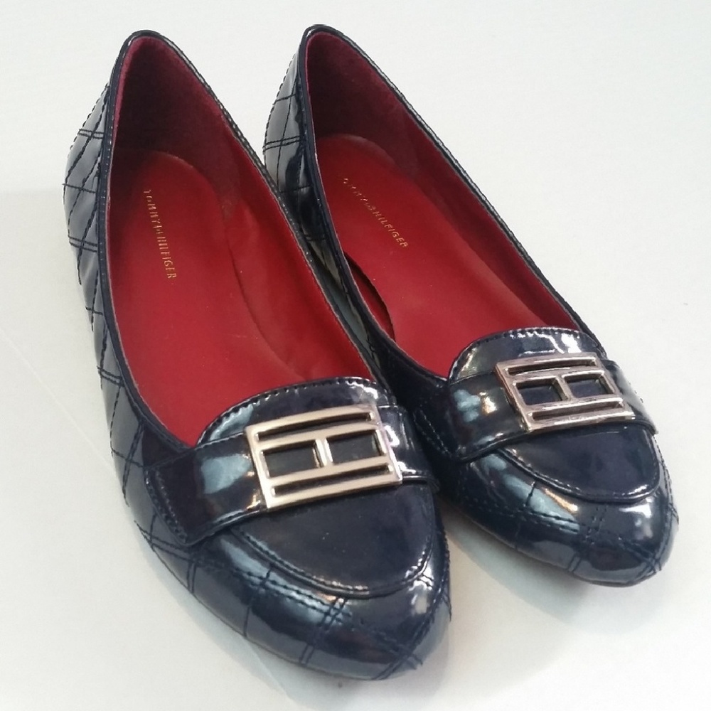 Tommy Hilfiger Navy Quilted Flats